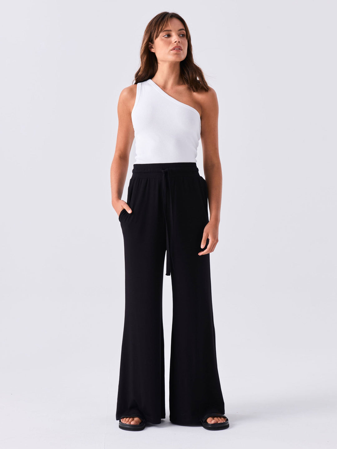 Asymmetric Organic Cotton Knit Tank - White