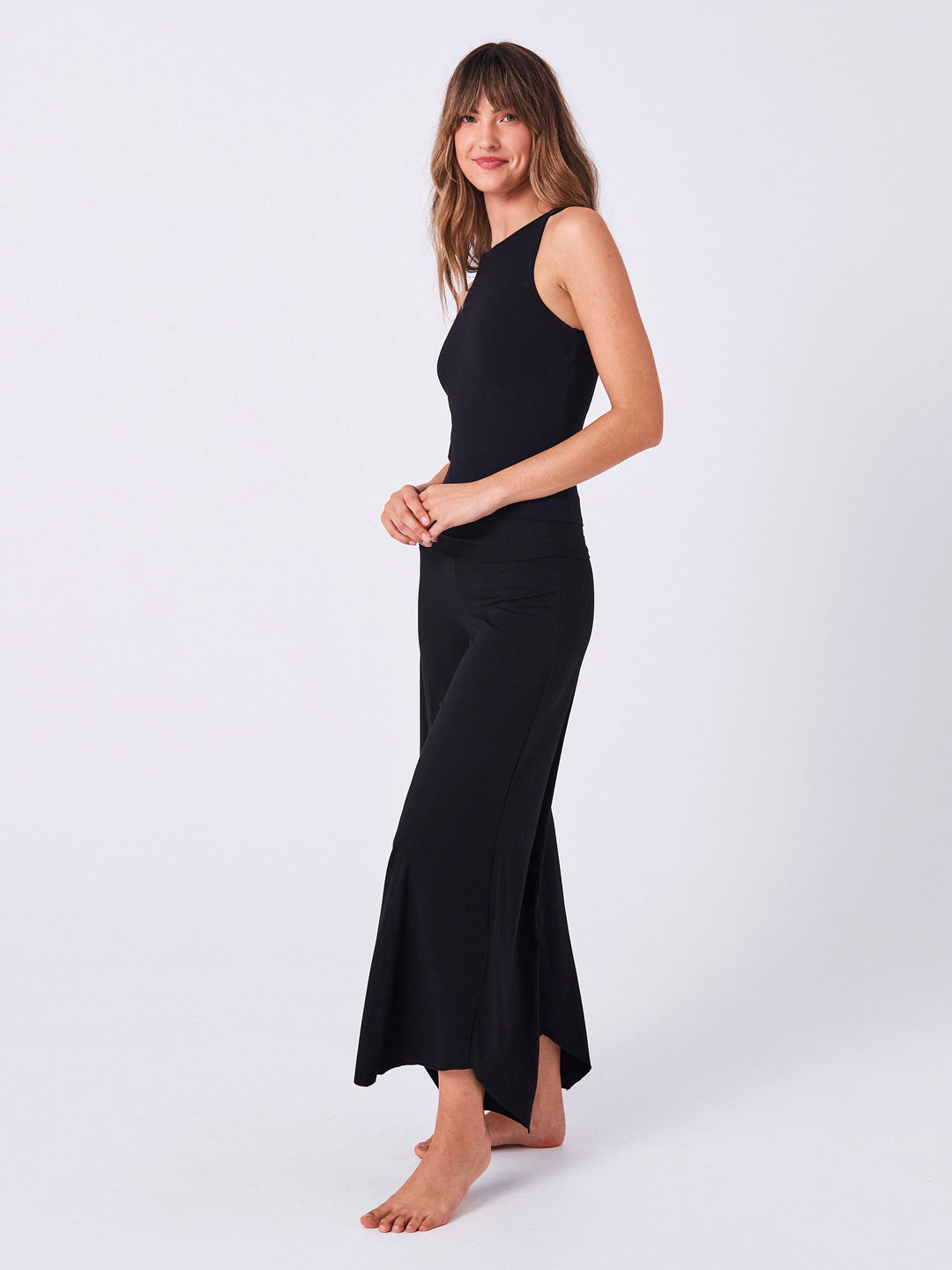 Modal Tulip Flare Pant - Black