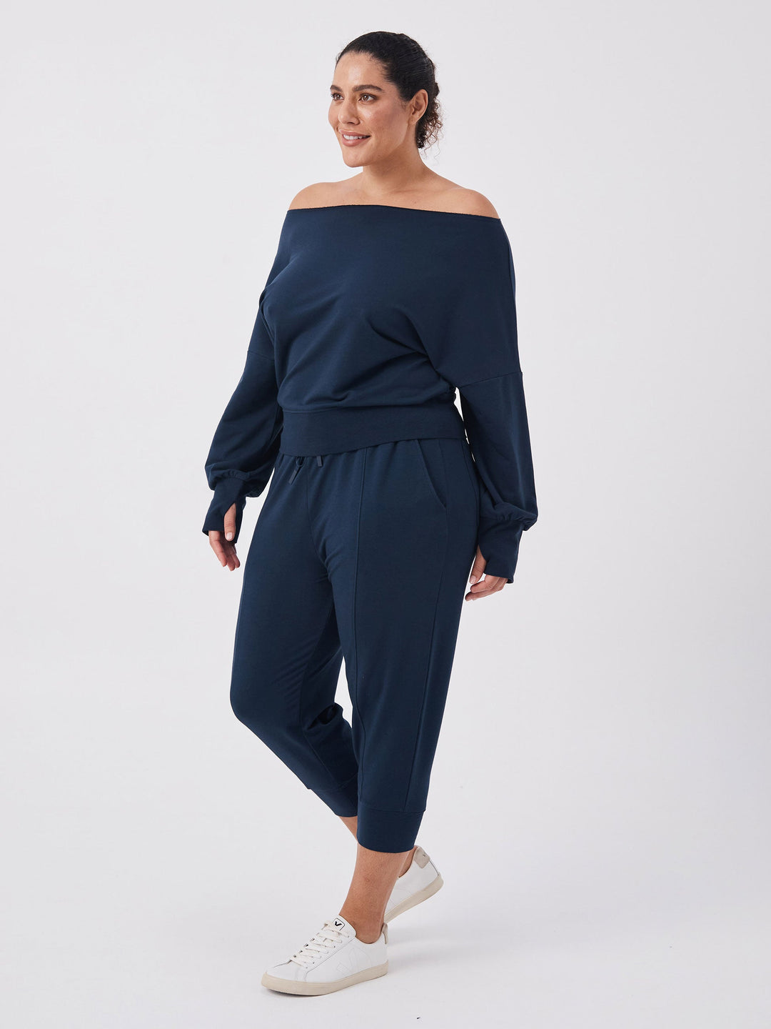 Breeze French Terry Cropped Jogger - Navy