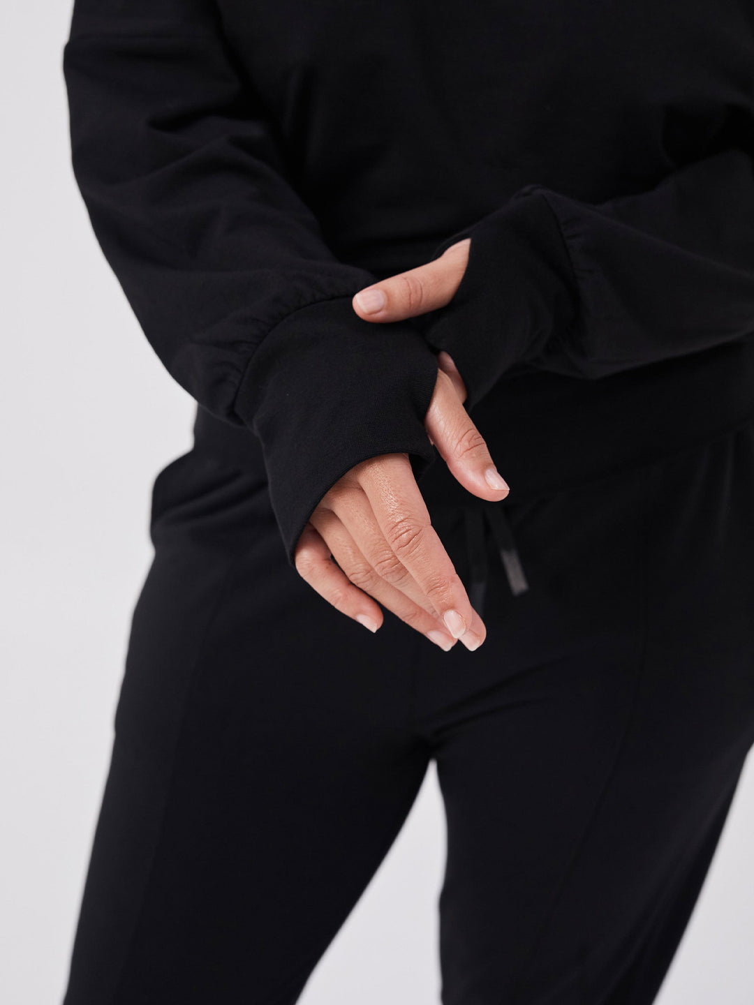 French Terry Off Shoulder Sweatshirt - Black