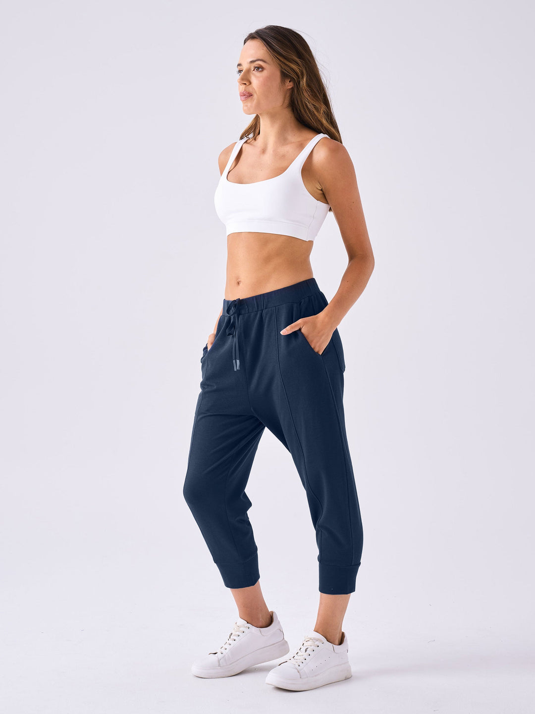 Breeze French Terry Cropped Jogger - Navy