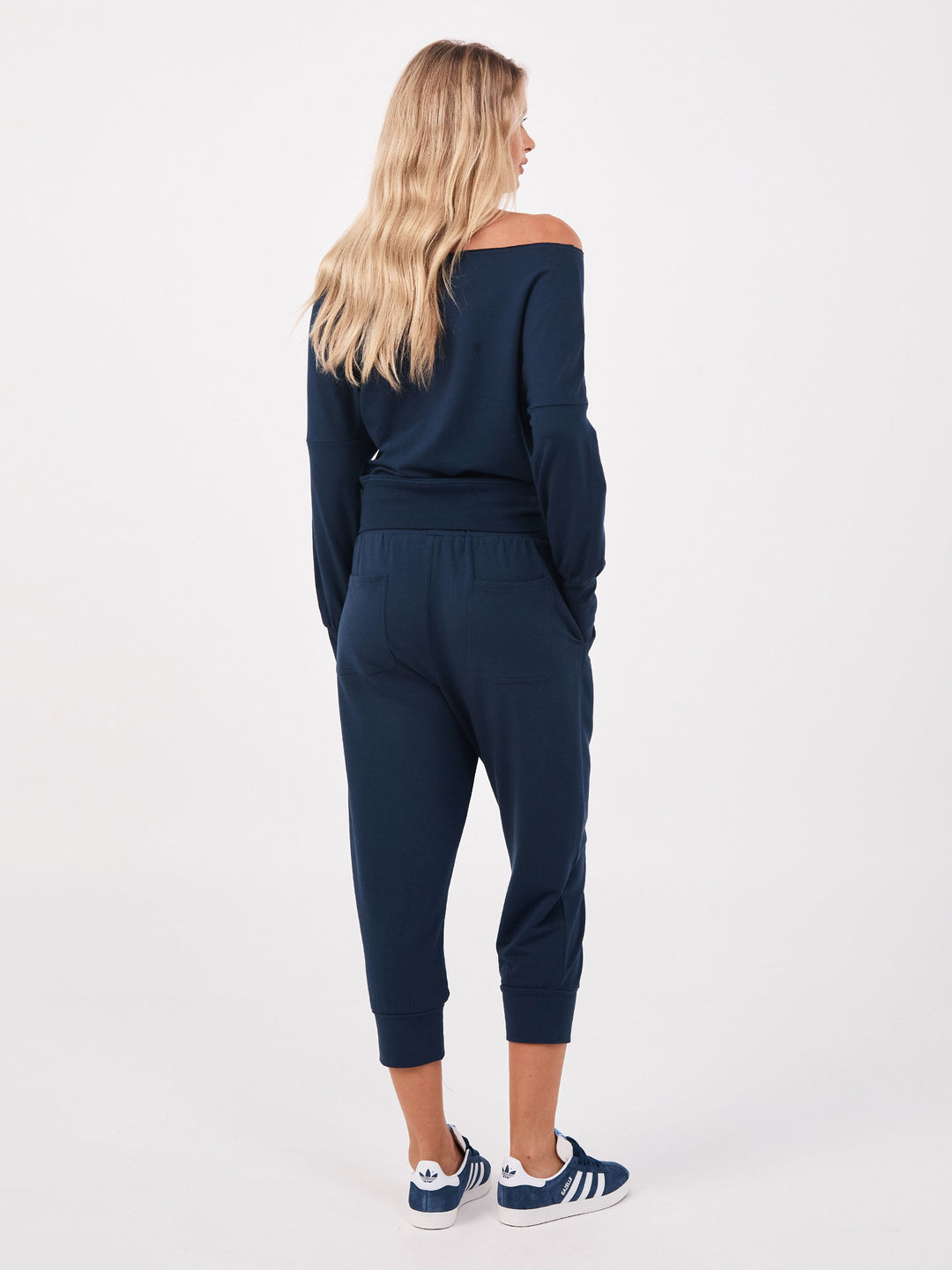 Breeze French Terry Cropped Jogger - Navy
