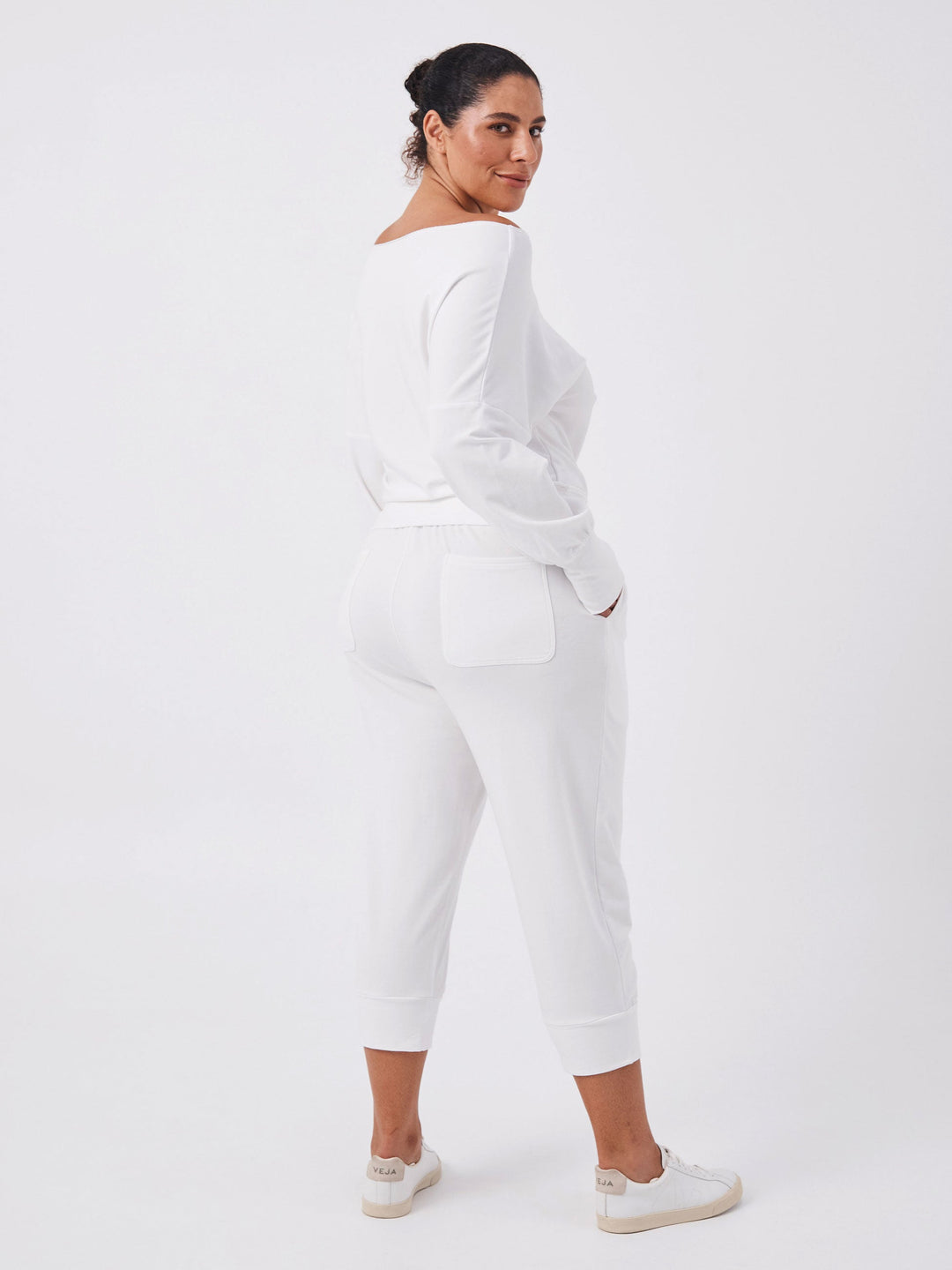 Breeze French Terry Cropped Jogger - White