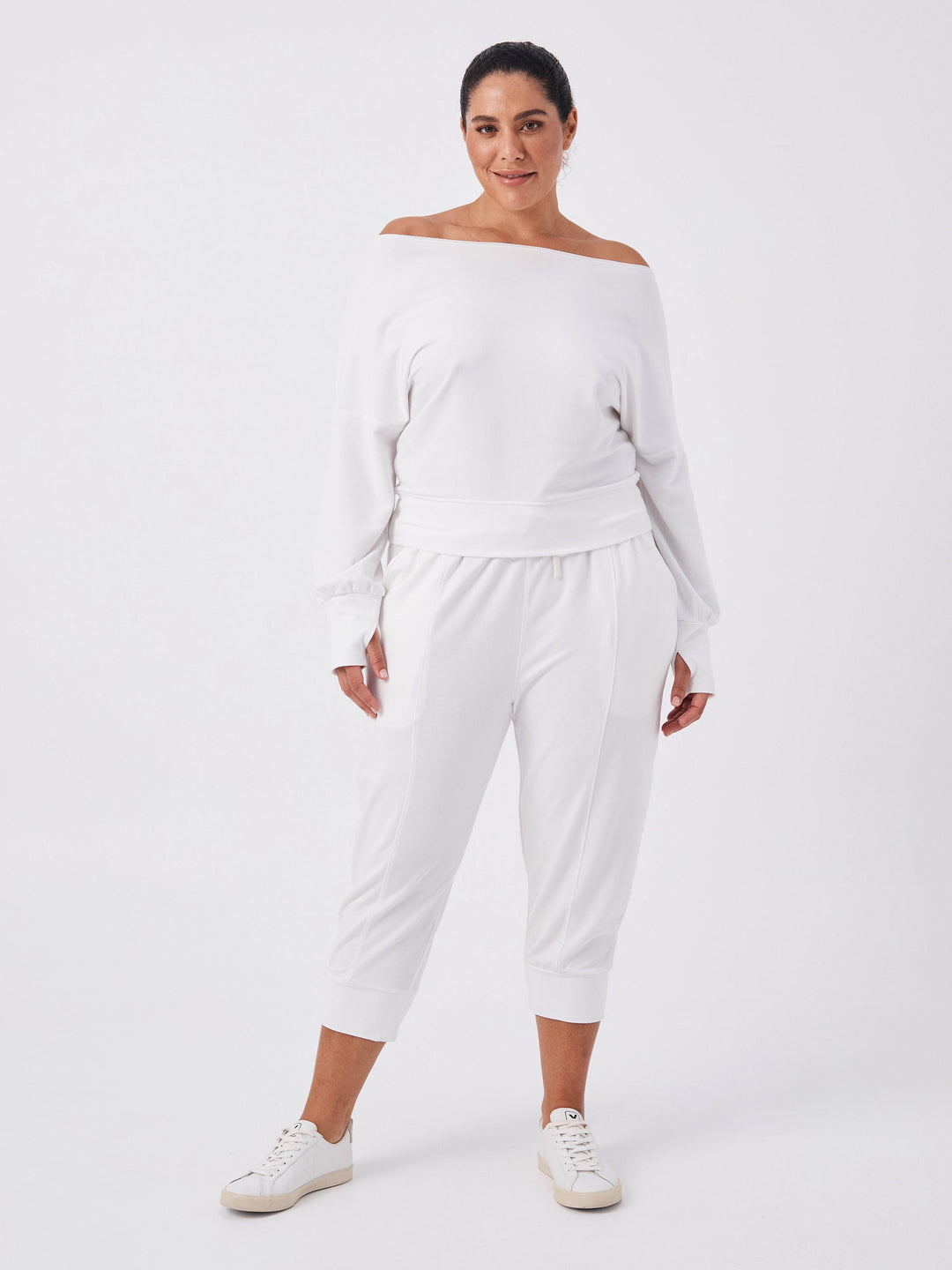 Breeze French Terry Cropped Jogger - White