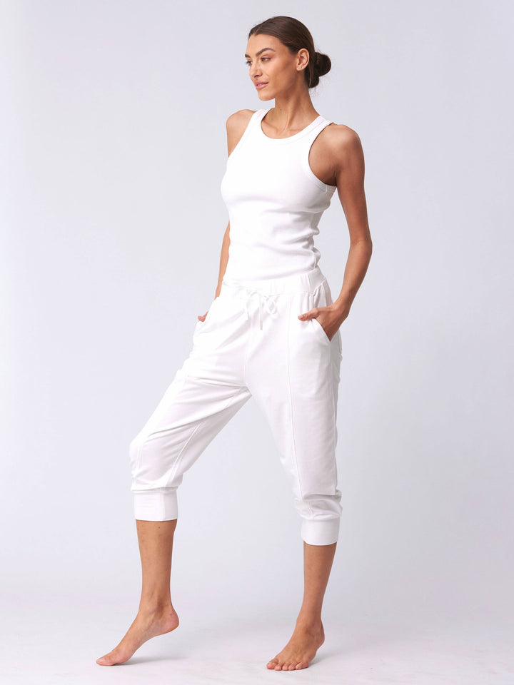 Breeze French Terry Cropped Jogger - White