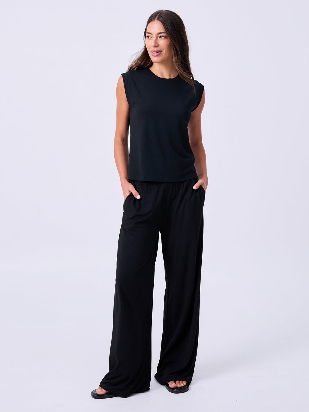 Modal Cap Sleeve Tee - Black