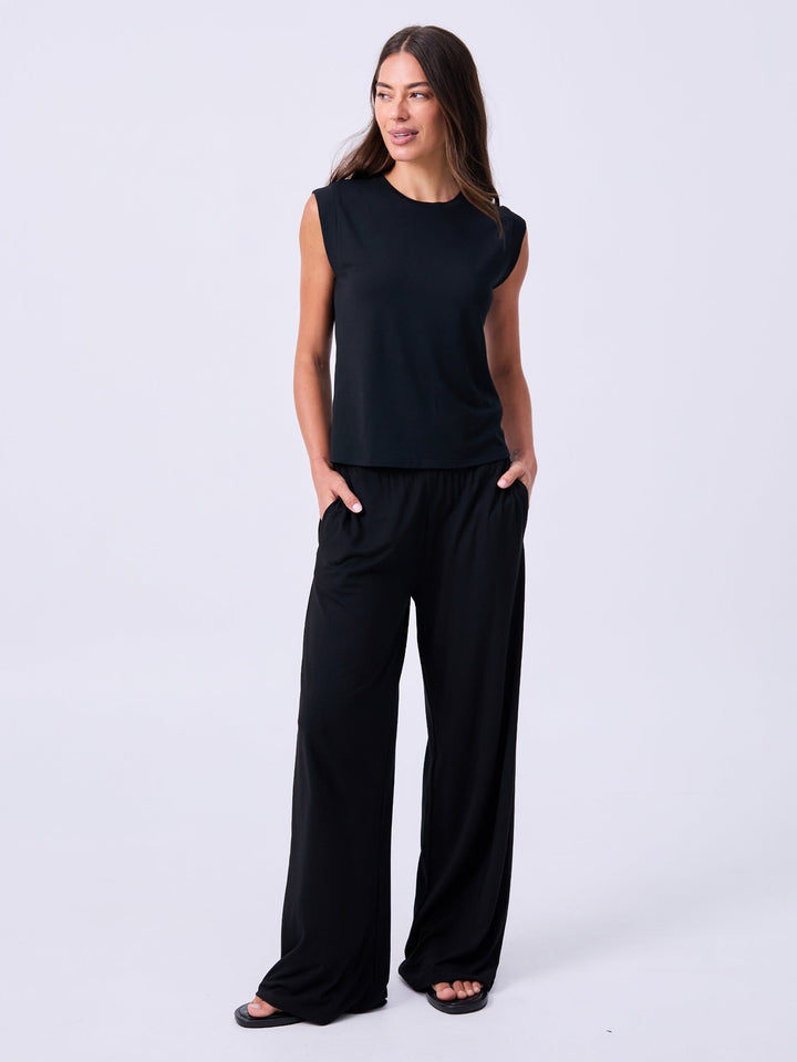 Modal Cap Sleeve Tee - Black