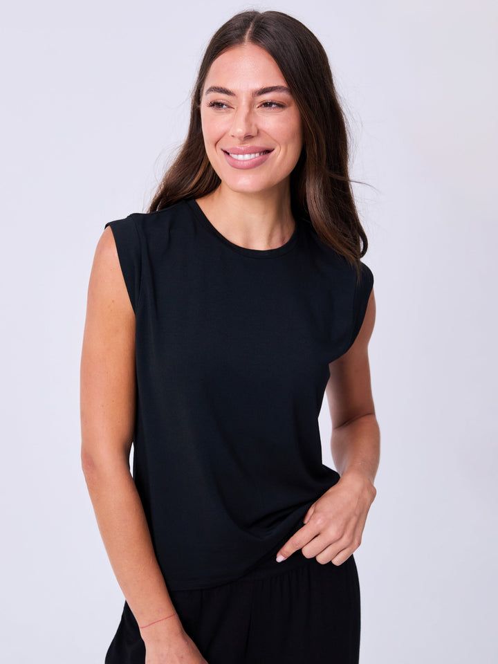 Modal Cap Sleeve Tee - Black