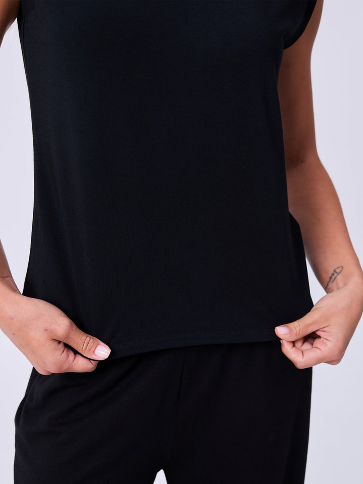 Modal Cap Sleeve Tee - Black