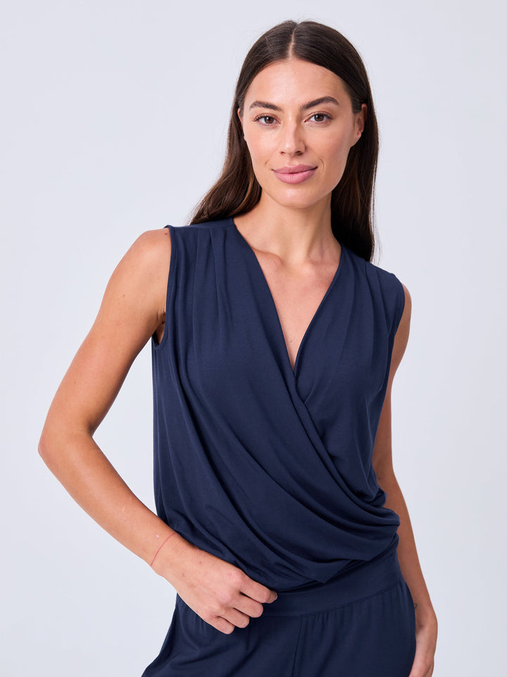 Athena Drape Top - Navy