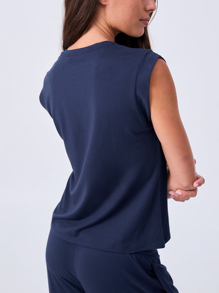 Modal Cap Sleeve Tee - Navy