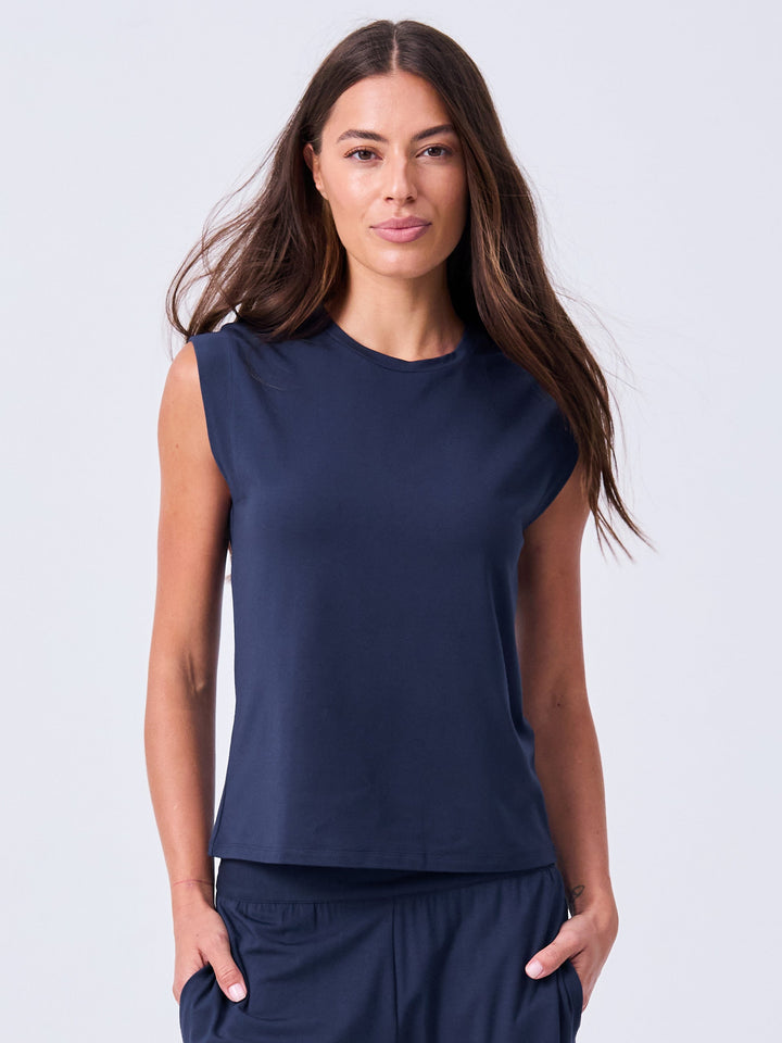 Modal Cap Sleeve Tee - Navy