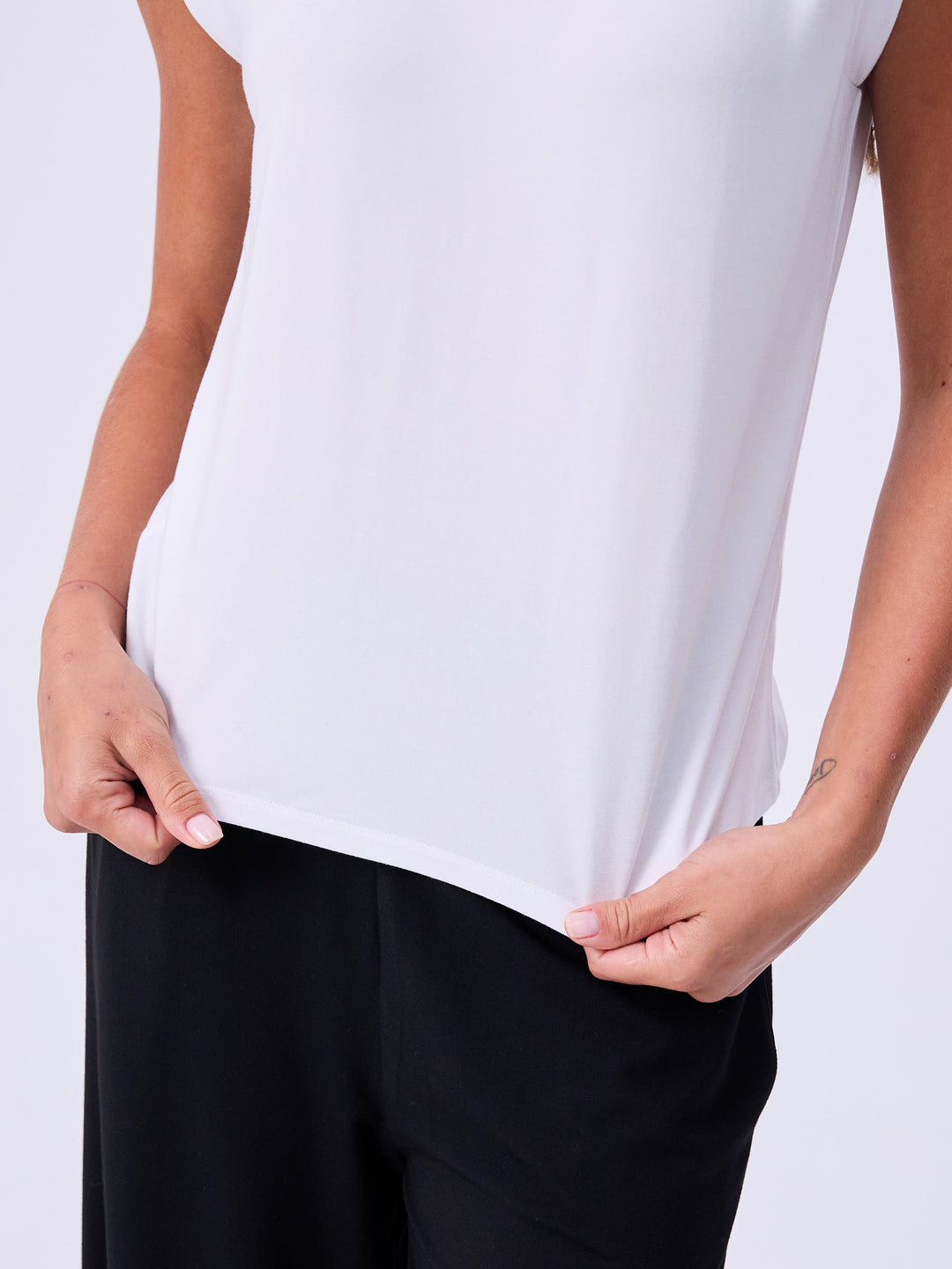 Modal Cap Sleeve Tee - White