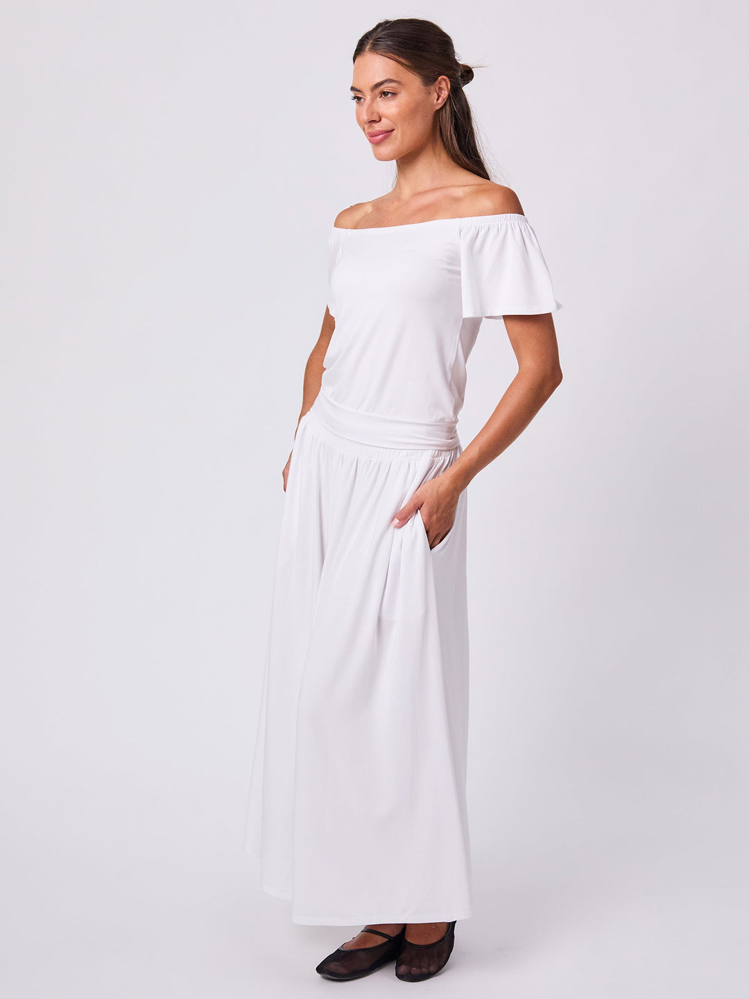 Off Shoulder Bell Sleeve Top - White