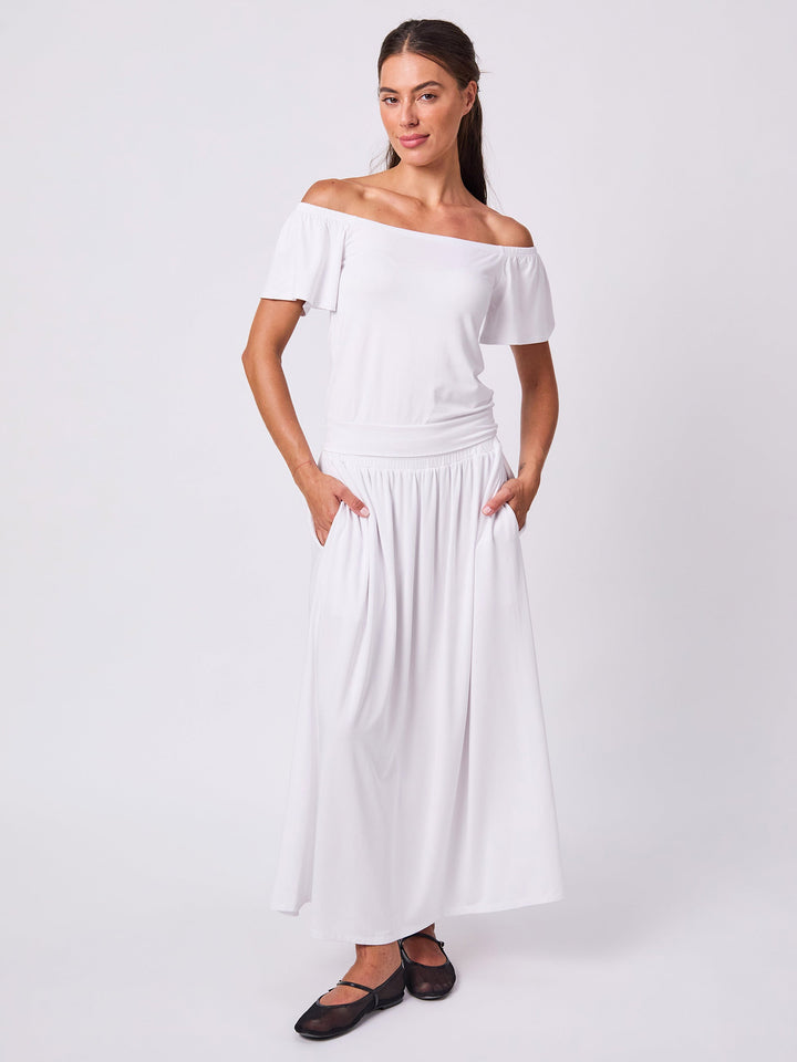 Off Shoulder Bell Sleeve Top - White