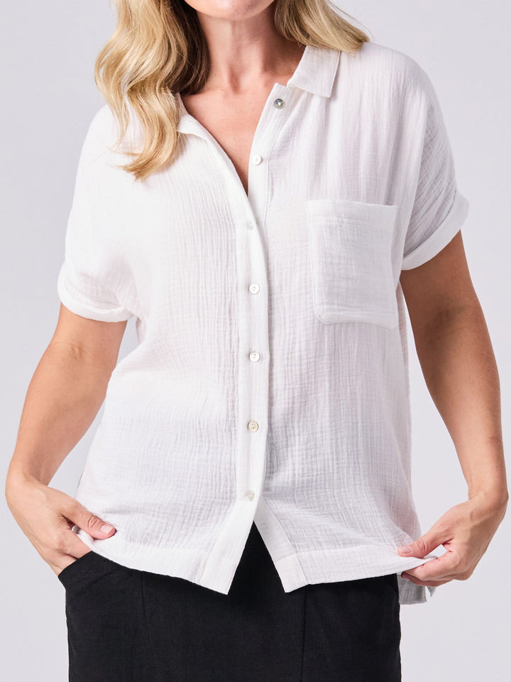 Textured Cheesecloth Shirt - White