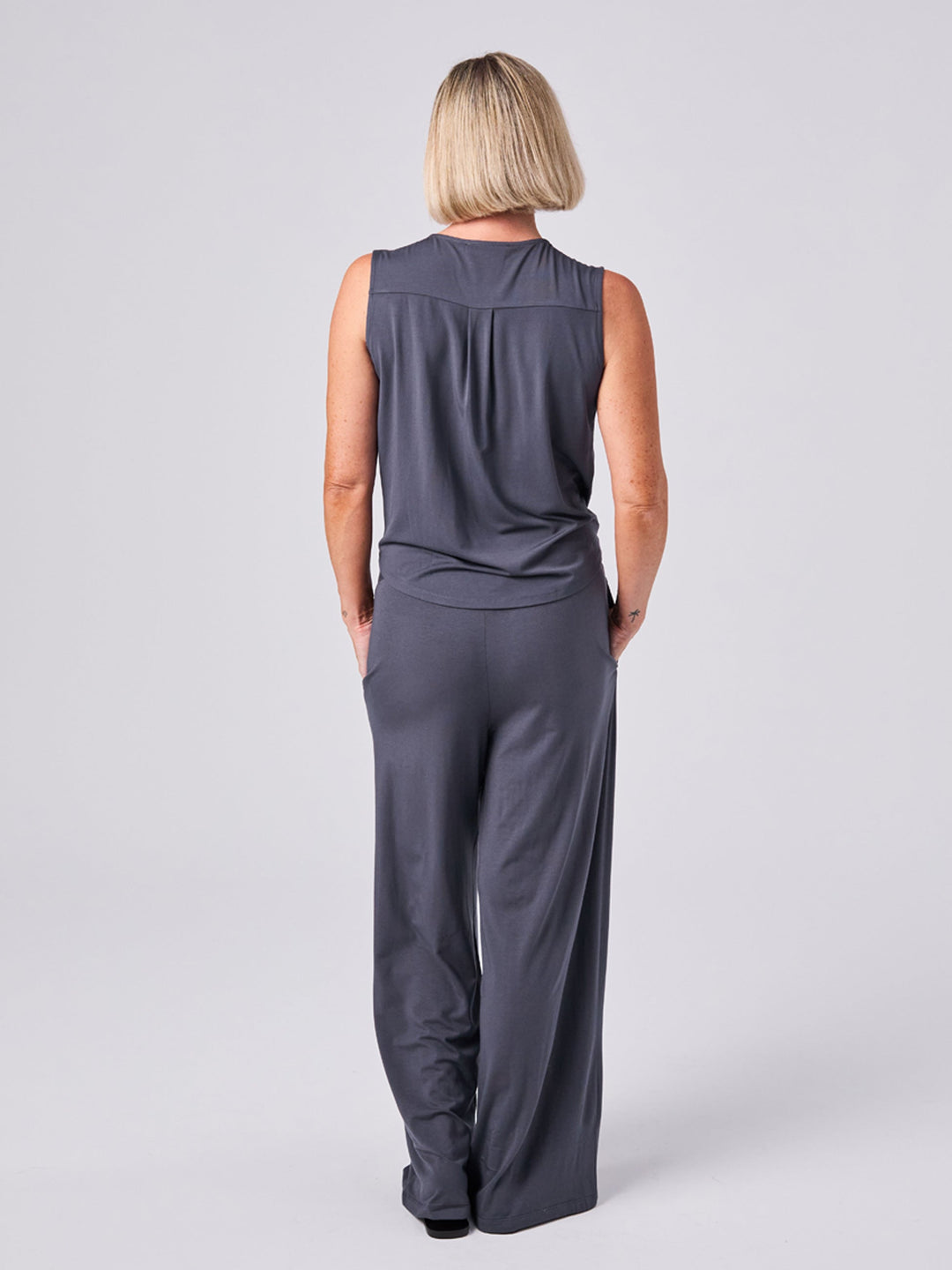 Athena Drape Top - Charcoal