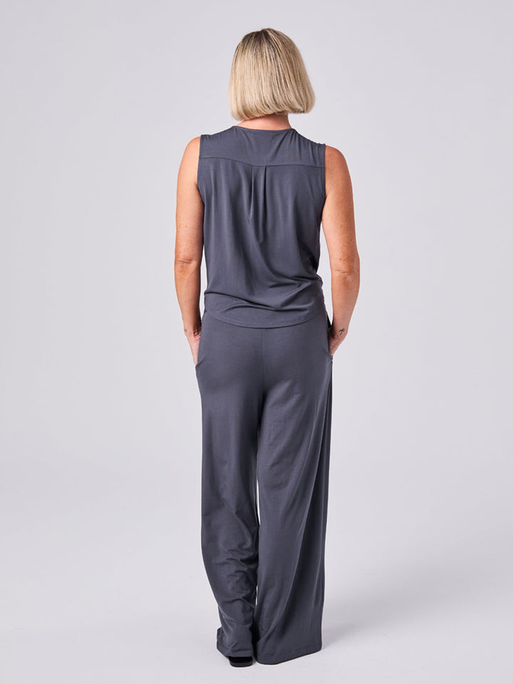 Athena Drape Top - Charcoal