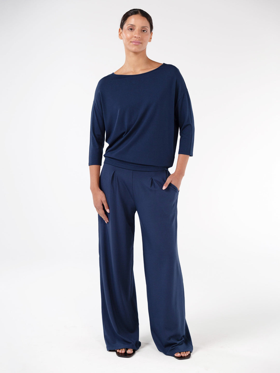 Modal Luxe Layer Tee  3/4 Sleeve - Navy