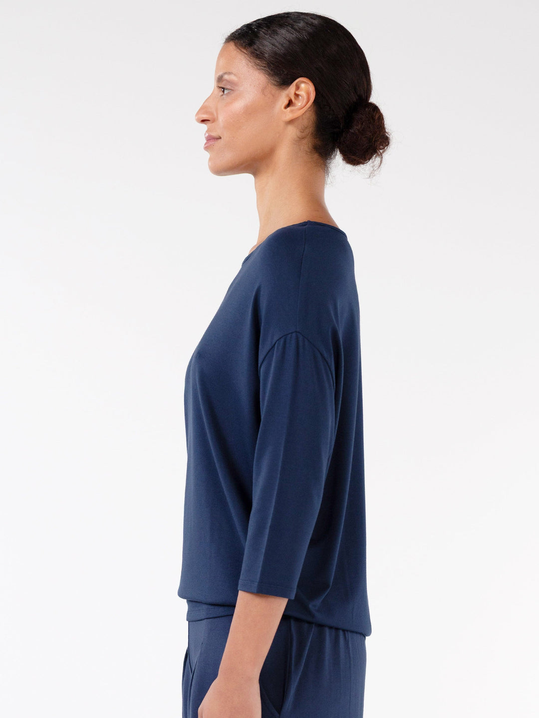 Modal Luxe Layer Tee  3/4 Sleeve - Navy