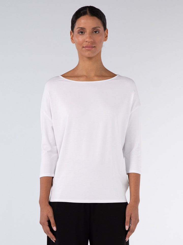 Modal Luxe Layer Tee  3/4 Sleeve - White