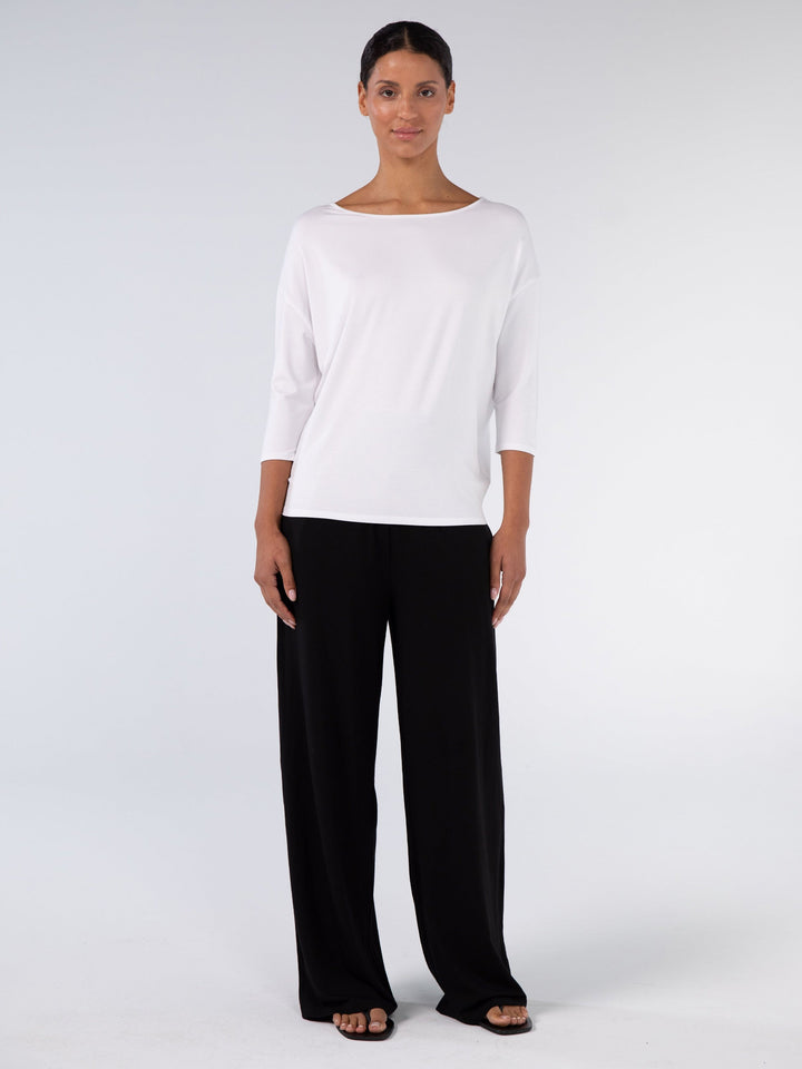 Modal Luxe Layer Tee  3/4 Sleeve - White