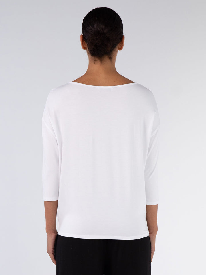 Modal Luxe Layer Tee  3/4 Sleeve - White