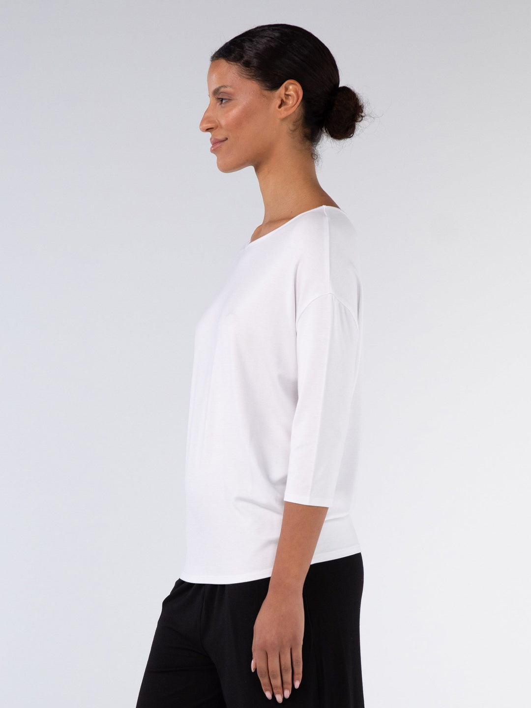 Modal Luxe Layer Tee  3/4 Sleeve - White