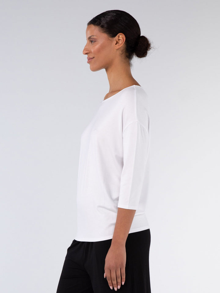 Modal Luxe Layer Tee  3/4 Sleeve - White