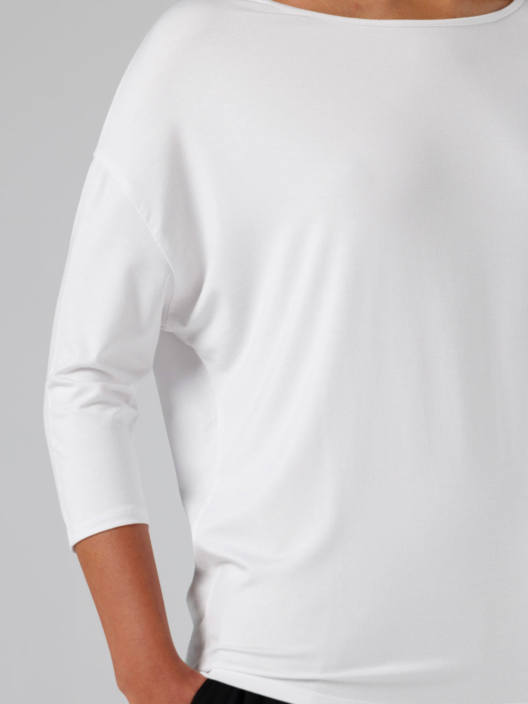 Modal Luxe Layer Tee  3/4 Sleeve - White