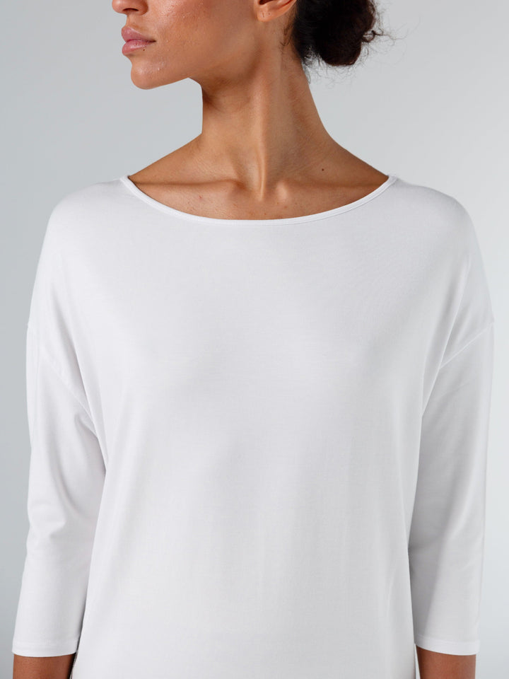 Modal Luxe Layer Tee  3/4 Sleeve - White