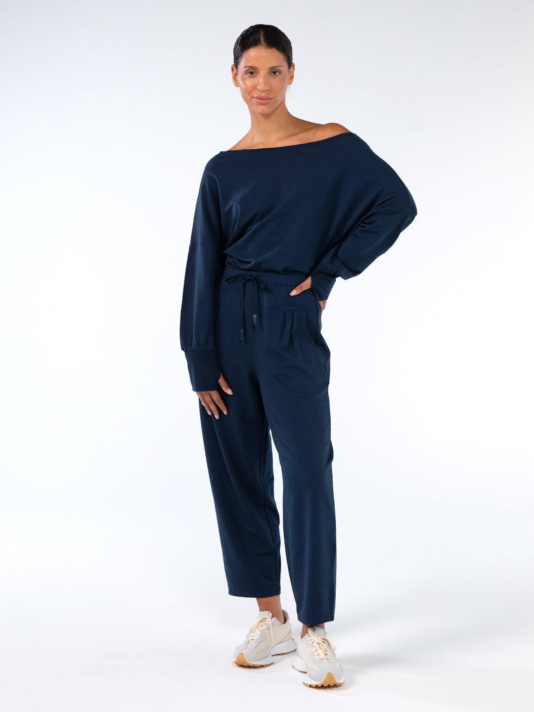 Kyoto Ankle Length French Terry Jogger - Navy