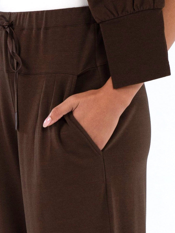 Kyoto Ankle Length French Terry Jogger - Coffee Bean