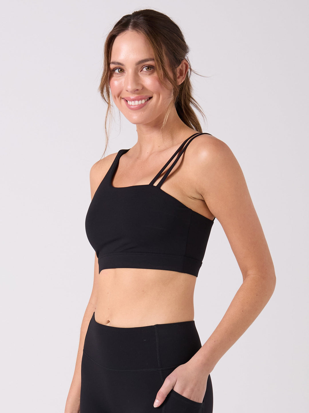 Elevate Double Strap Sports Bra - Black