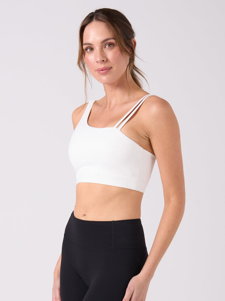 Elevate Double Strap Sports Bra - White