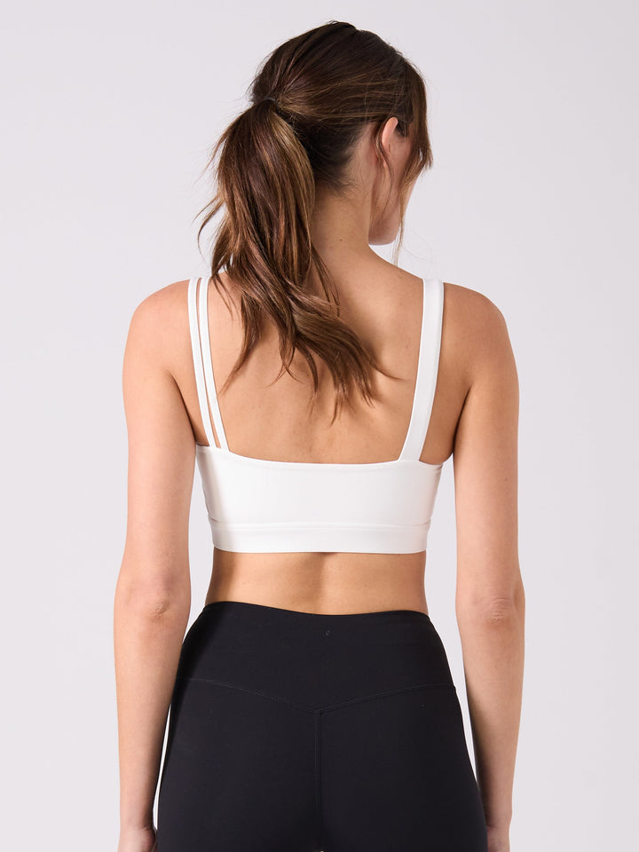 Elevate Double Strap Sports Bra - White