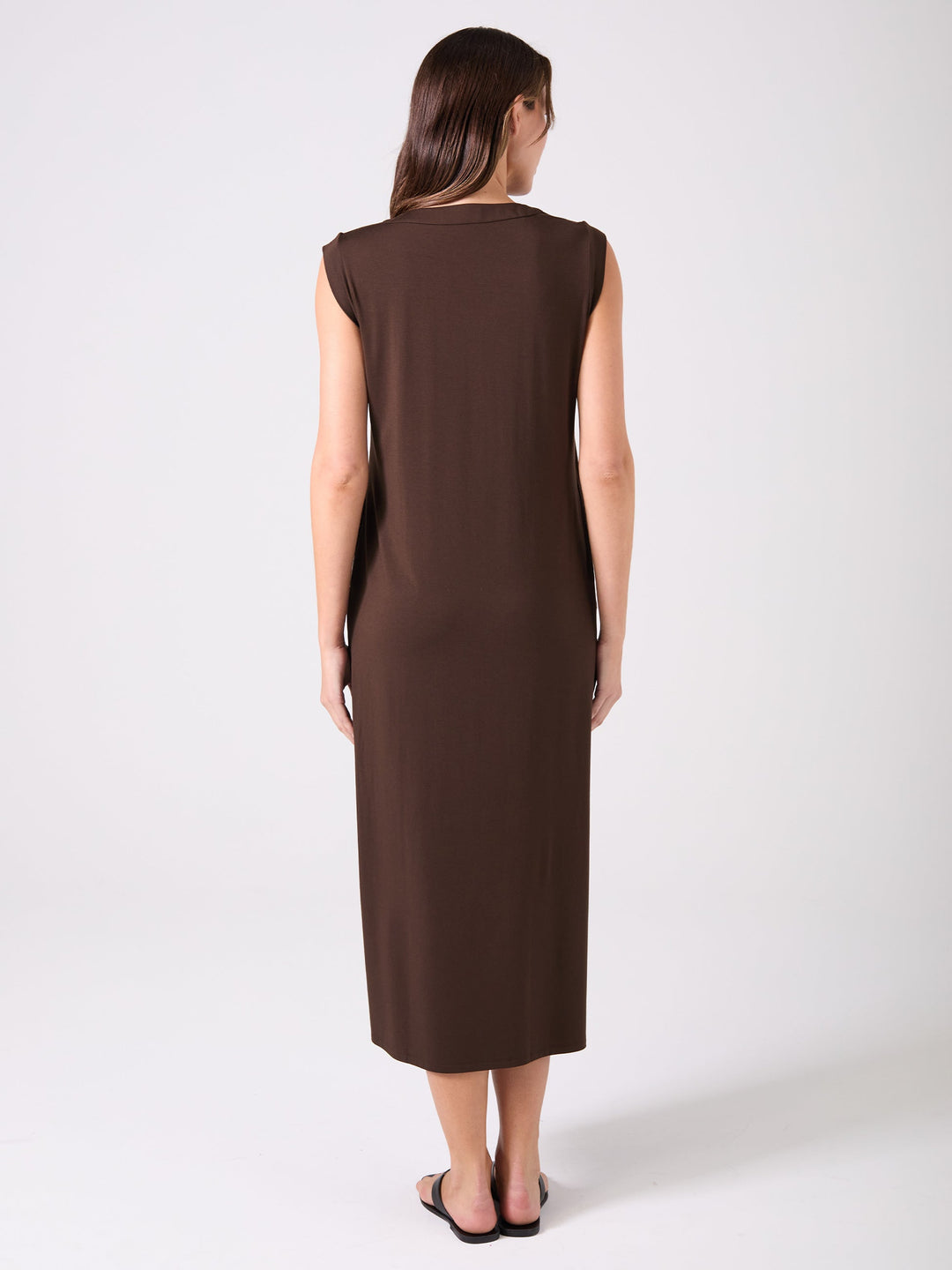 Everly V Neck Maxi  Dress - Coffee Bean