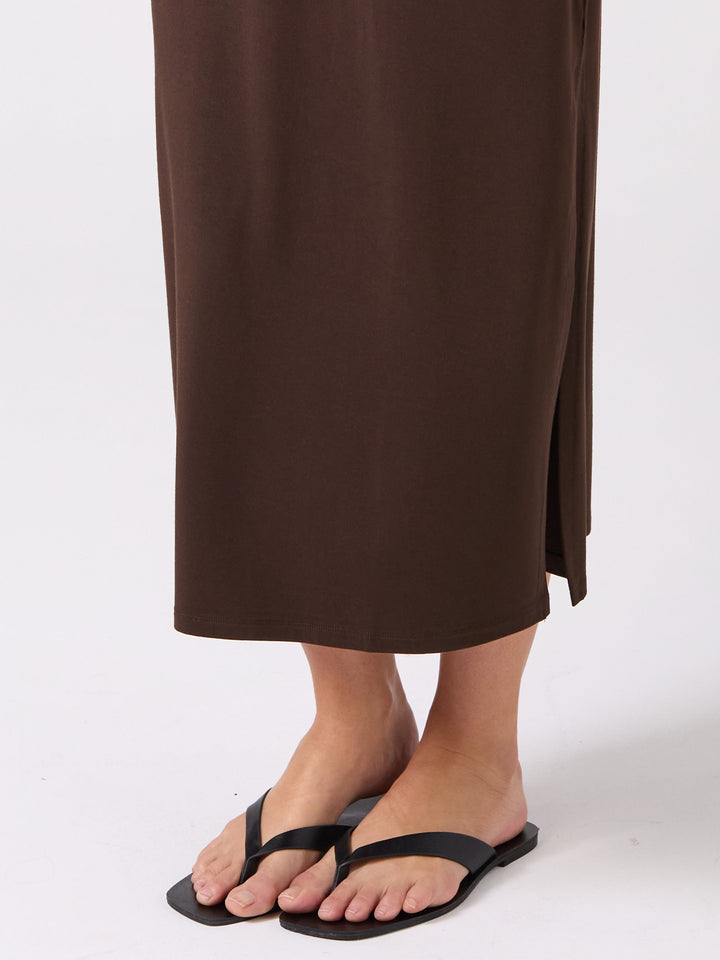 Everly V Neck Maxi  Dress - Coffee Bean