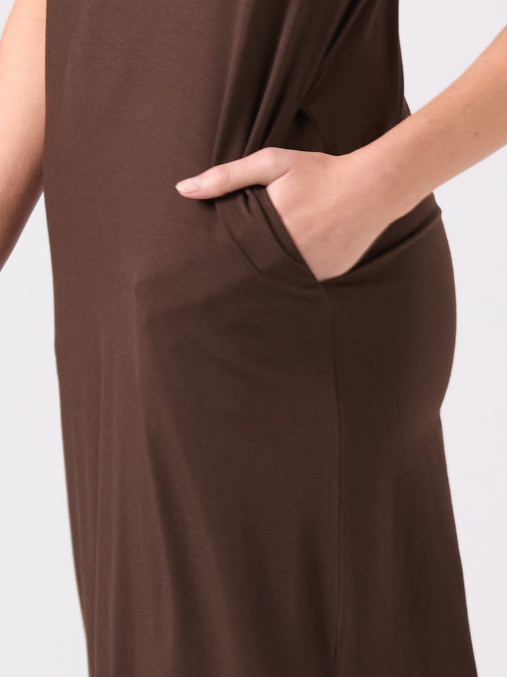 Everly V Neck Maxi  Dress - Coffee Bean