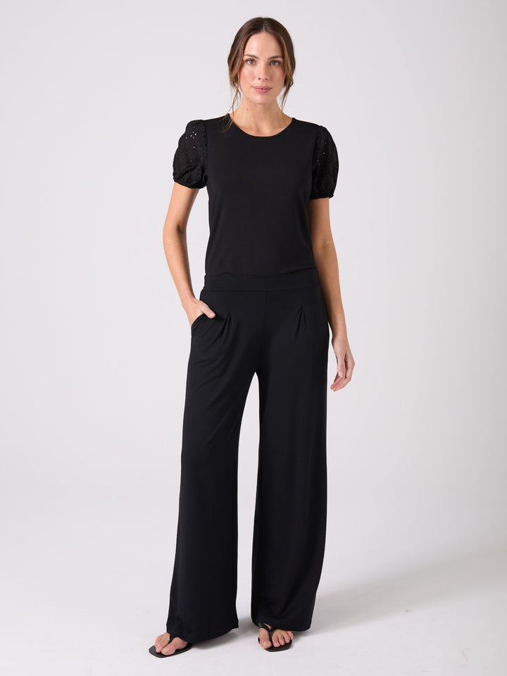 Broderie Anglaise Top - Black