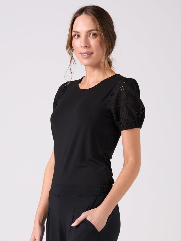 Broderie Anglaise Top - Black