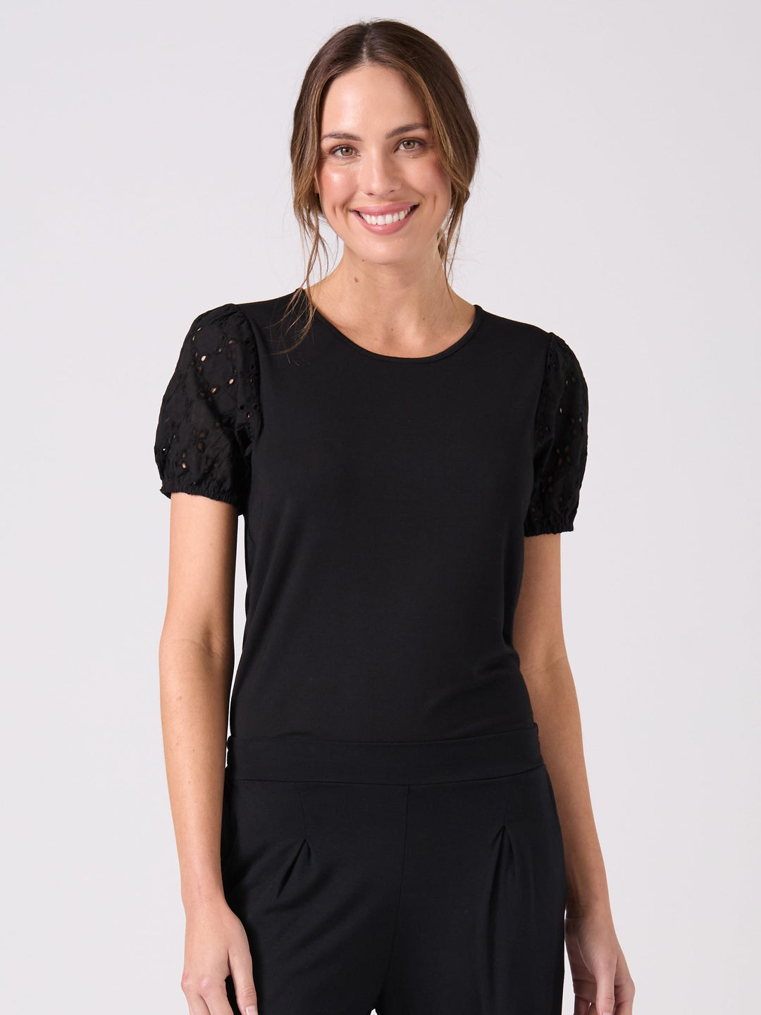 Broderie Anglaise Top - Black