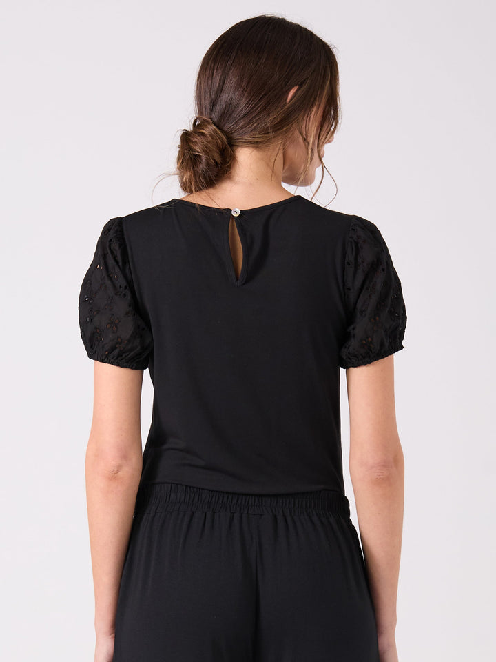 Broderie Anglaise Top - Black