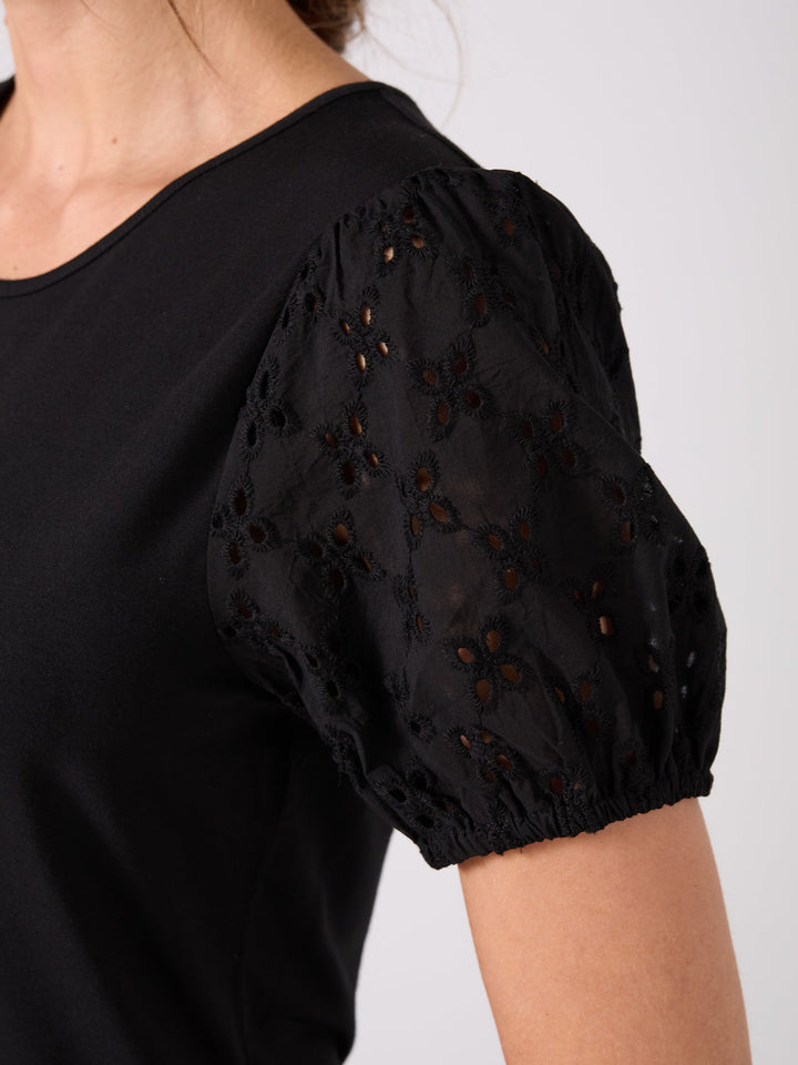 Broderie Anglaise Top - Black