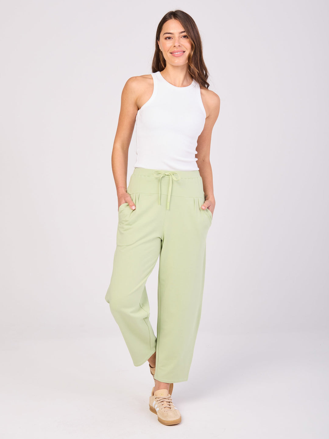 Kyoto Ankle Length French Terry Jogger - Matcha Green