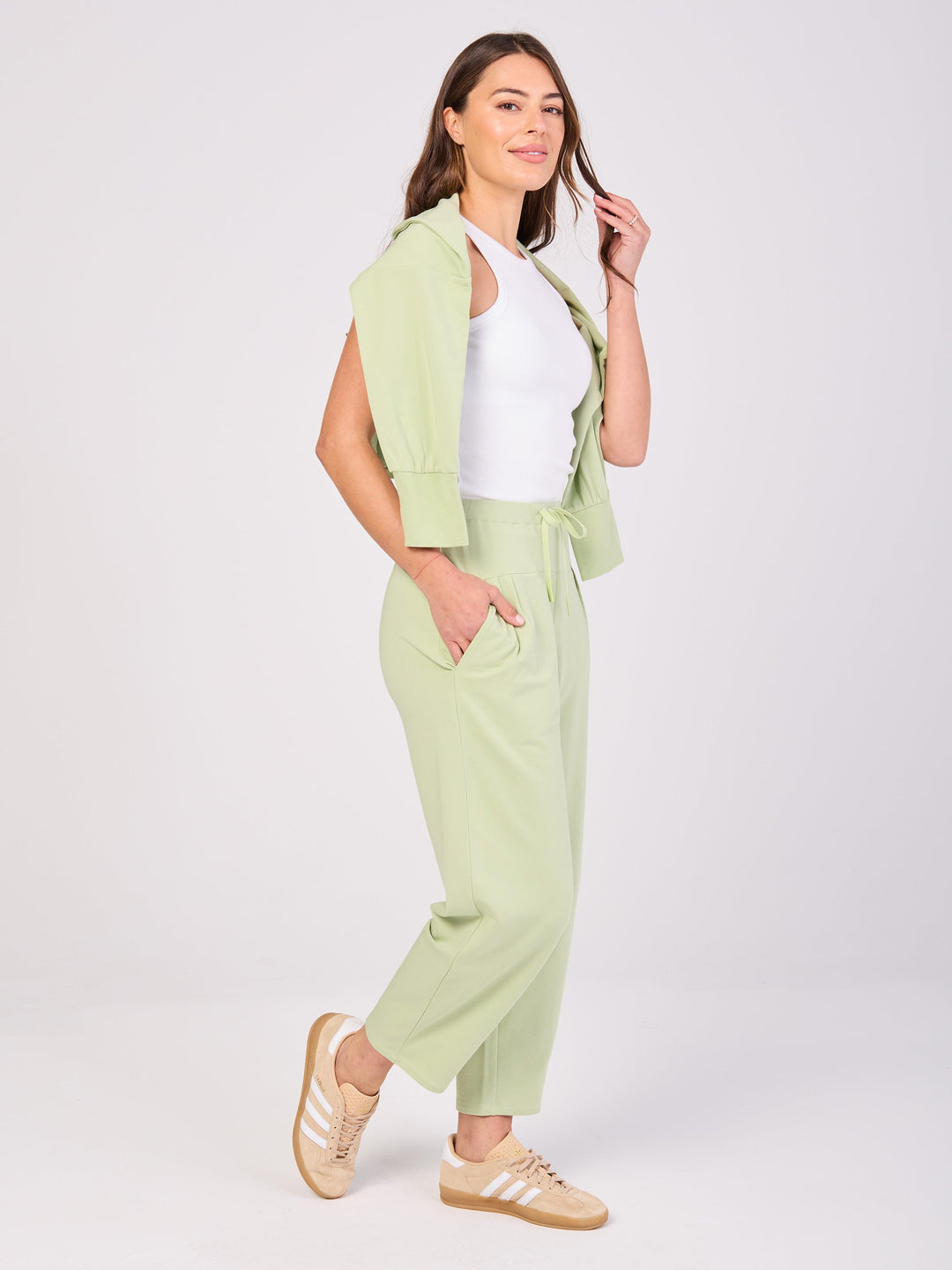 Kyoto Ankle Length French Terry Jogger - Matcha Green