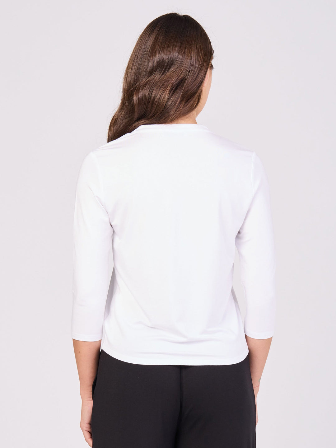 7/8 sleeve Nero Placket Tee- White