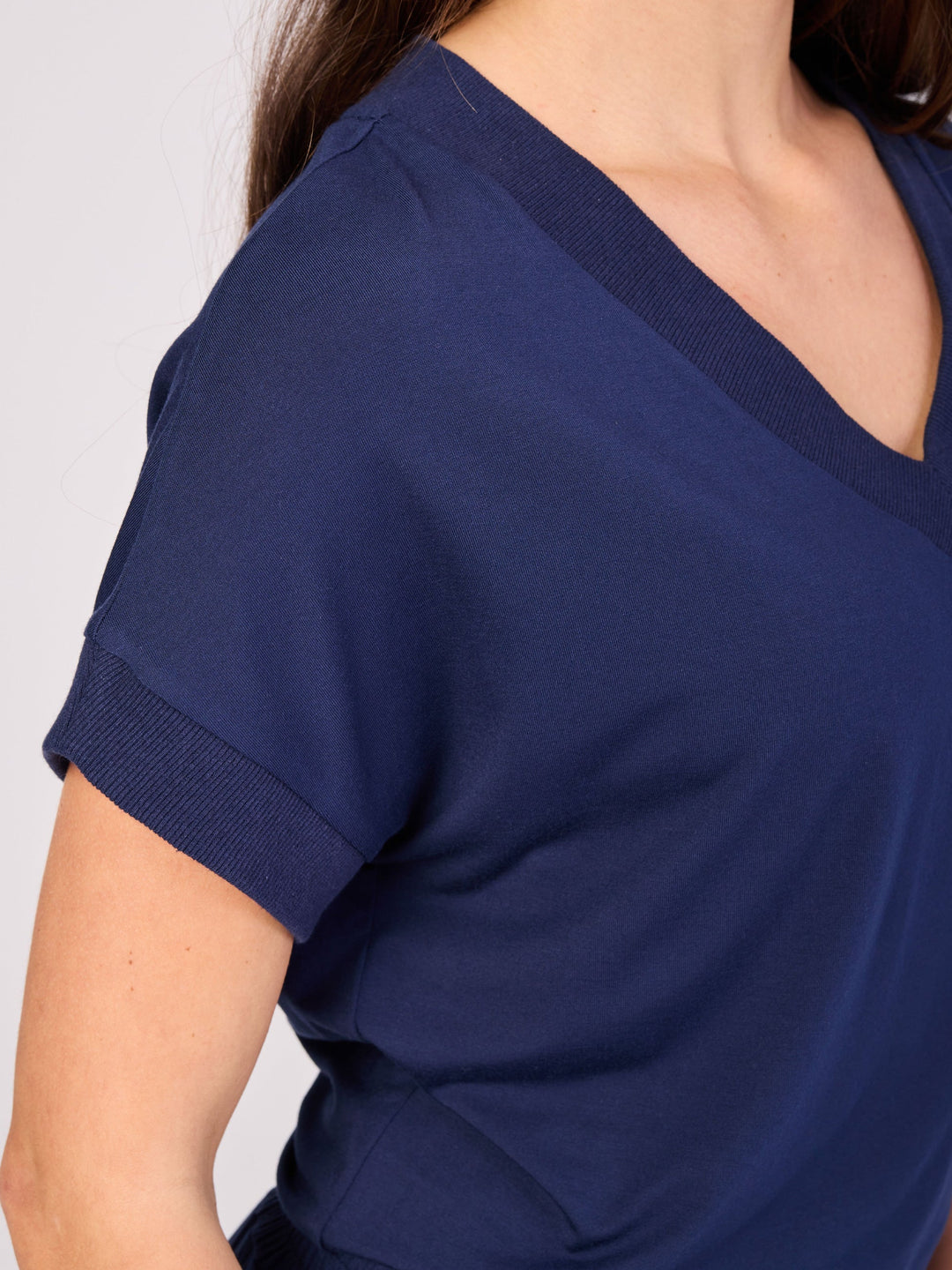 Simone V  Neck Top- Navy
