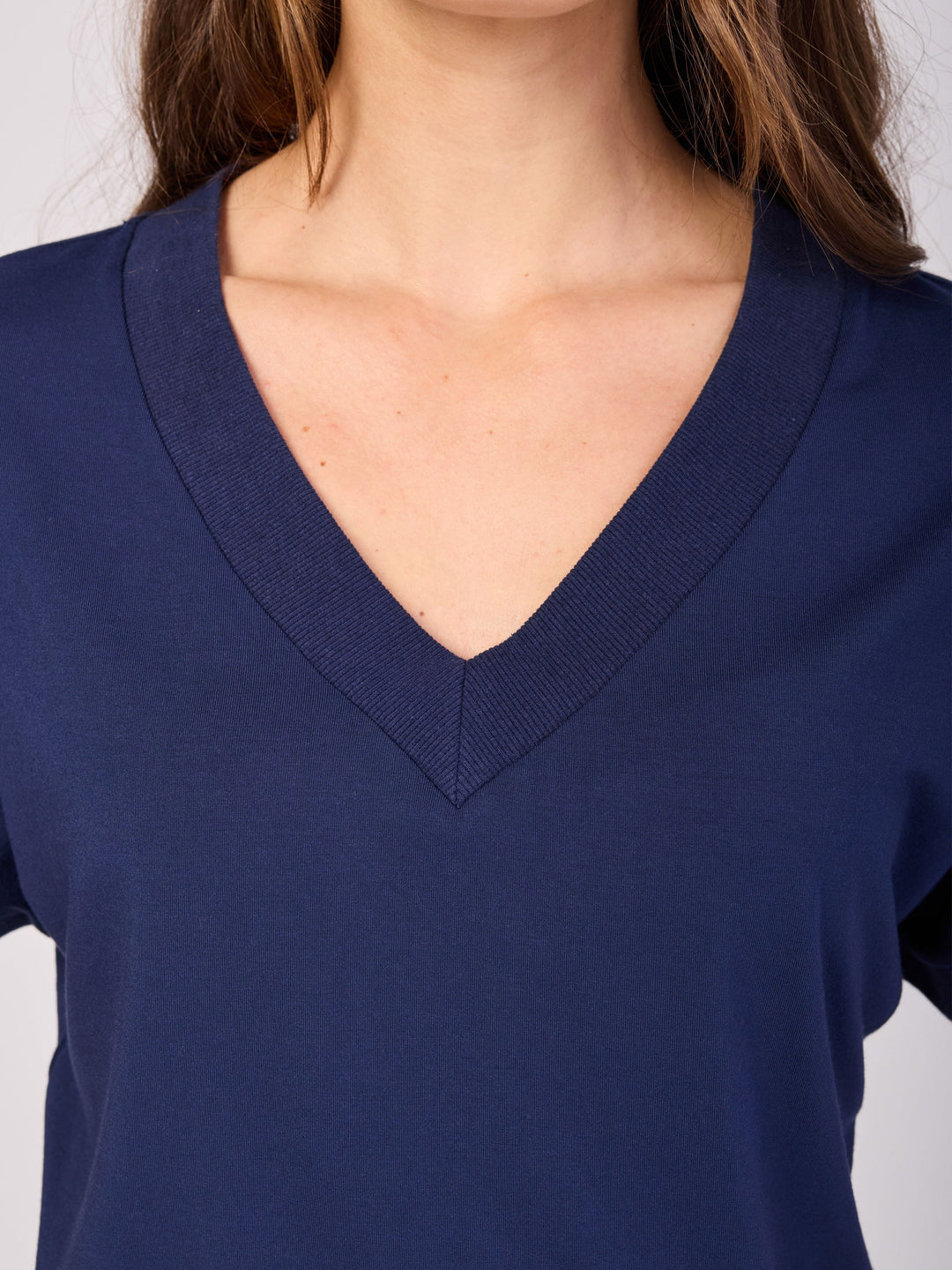 Simone V  Neck Top- Navy