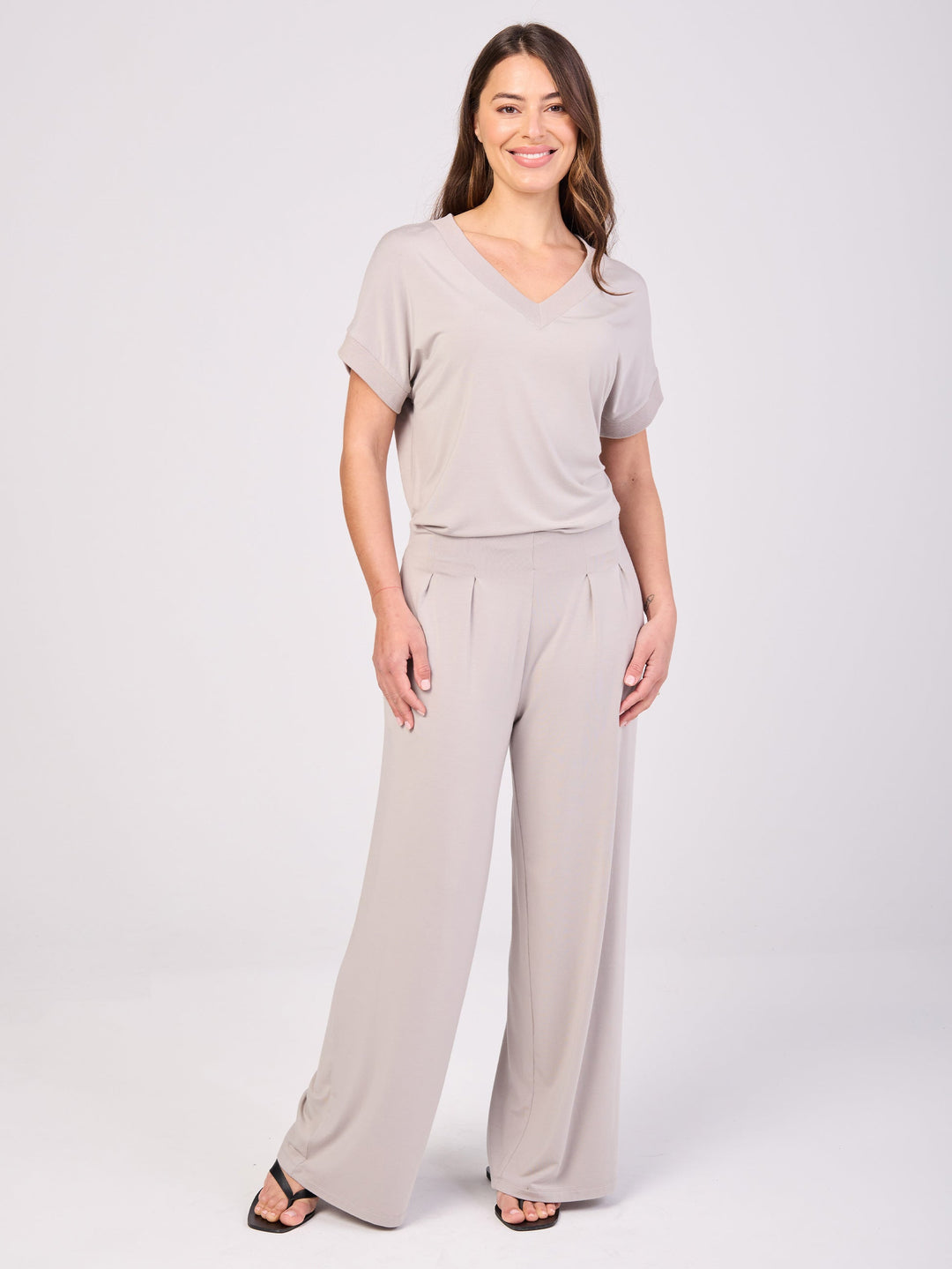 Simone V  Neck Top- Paloma